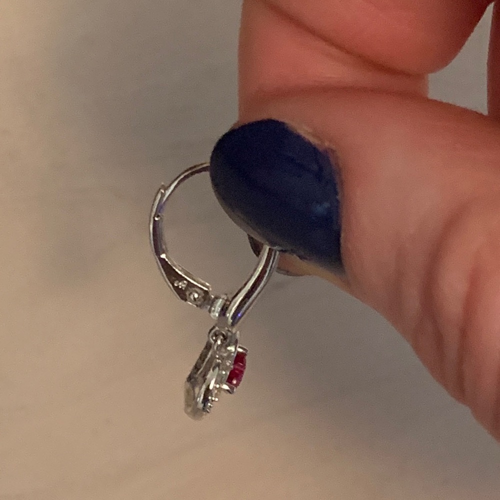 Lab-Created Ruby And Sterling Silver Earrings - image 3